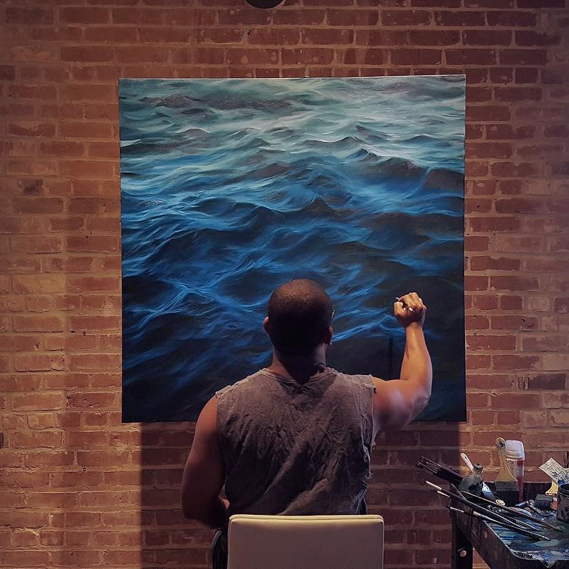 Artist Painting Ocean Waves