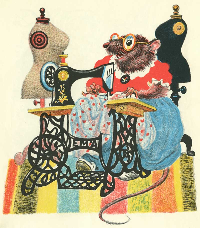 Mouse Sewing Machine Illustration