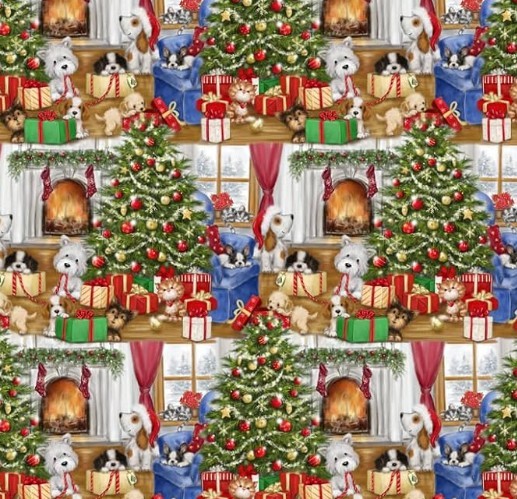 Christmas Puppies Fabric Pattern