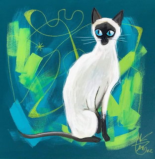 Siamese Cat Blue Green