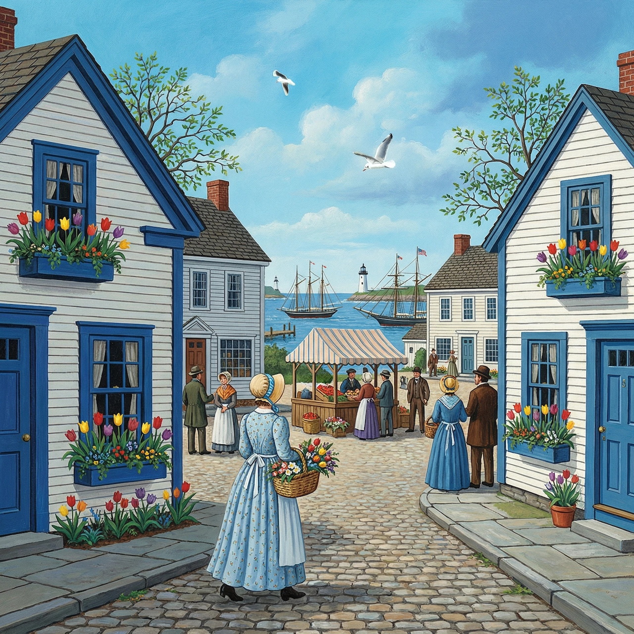 Coastal Village Window Box Tulips