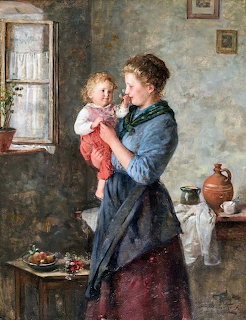 Woman with Toddler at Open Window
