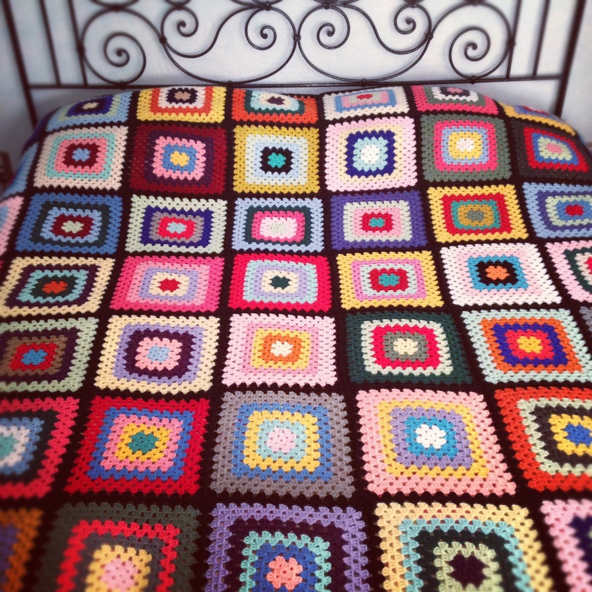 Colorful Granny Square Blanket