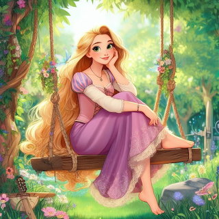 Rapunzel on Garden Swing