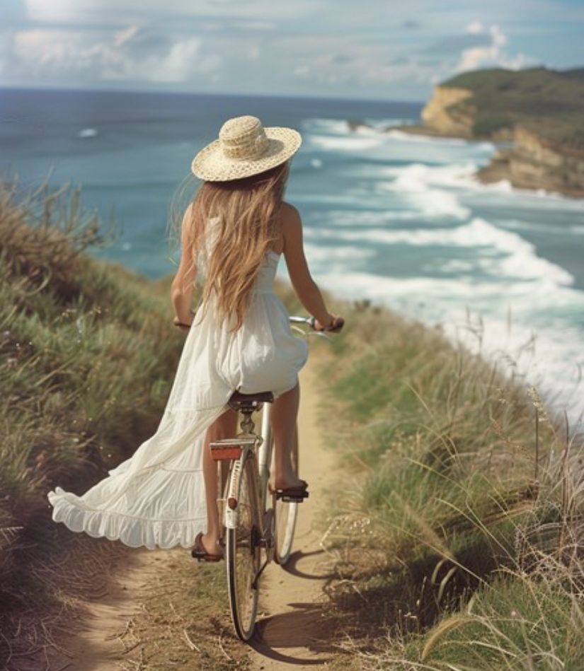 woman with a bicycle