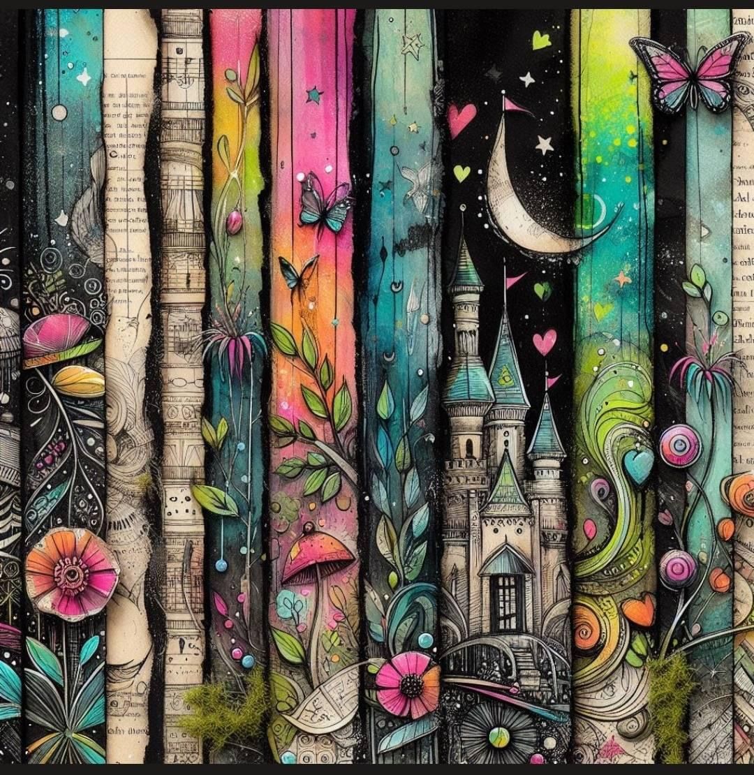 Colorful Book Spines Castle