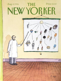 New Yorker magazine cover with pink and green bird in chinoiserie style, dated August 4, 1986