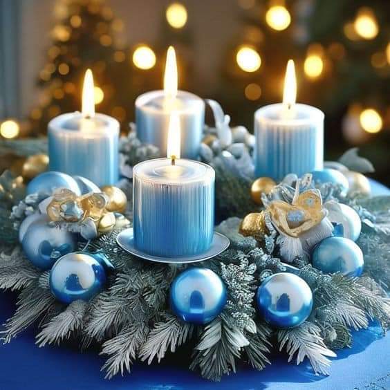 Blue Christmas Candles