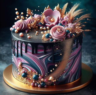 Luxury Marble Cake with Decorations