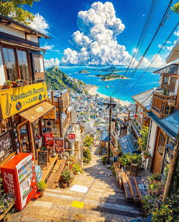 Japanese Coastal Town Street