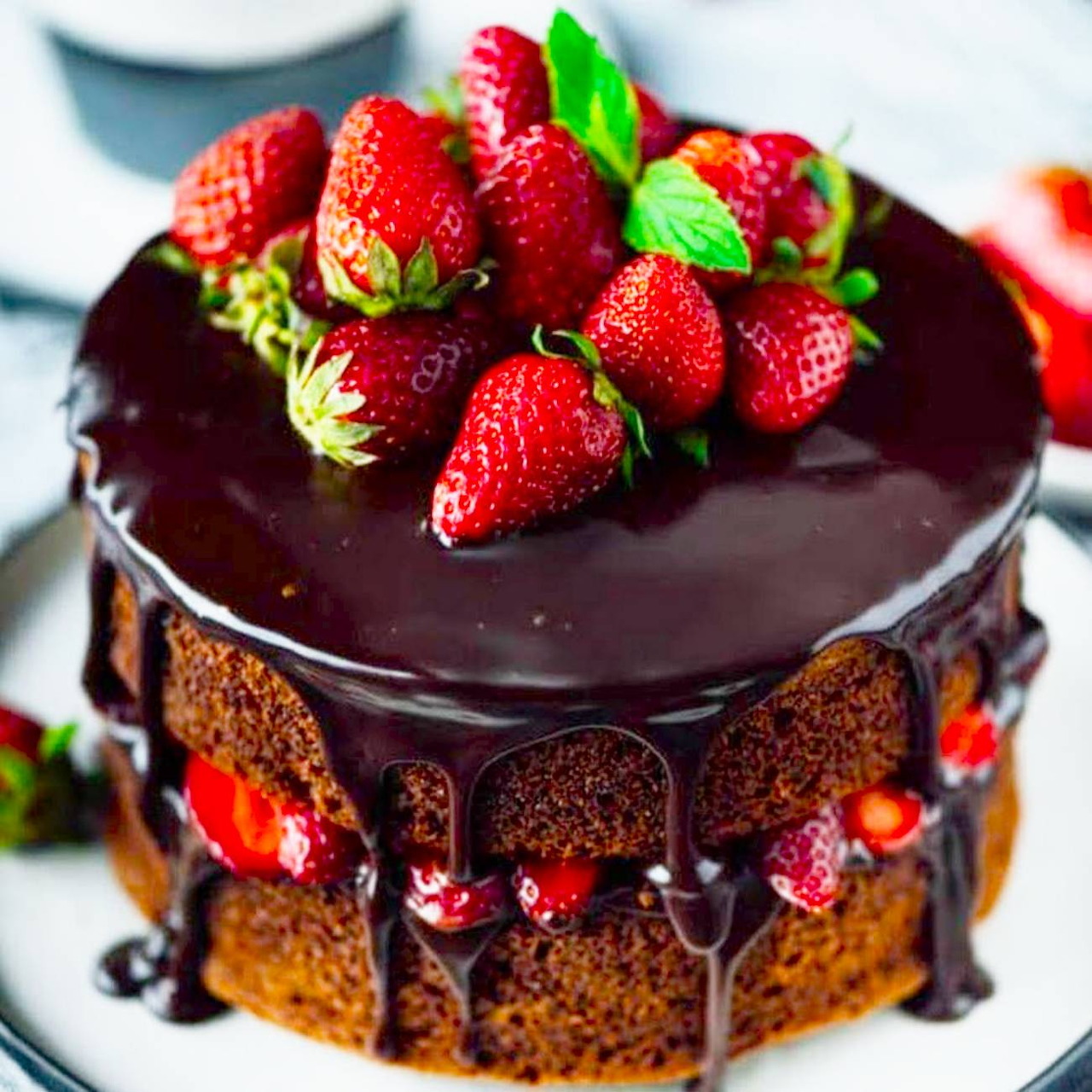 Chocolate Strawberry Layer Cake