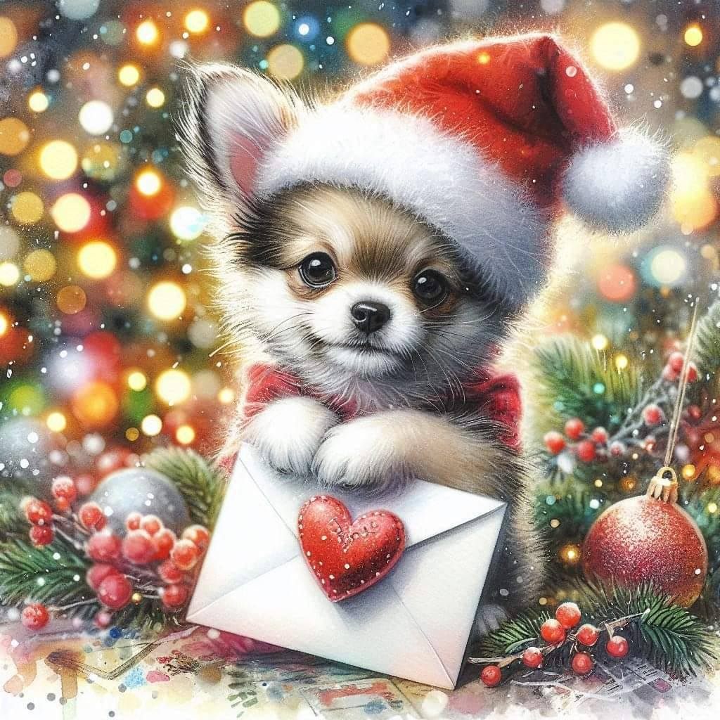 Puppy in Santa Hat