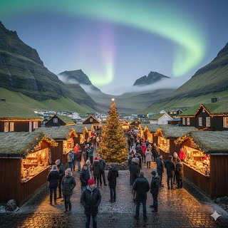 Christmas Market Faroe Islands Aurora