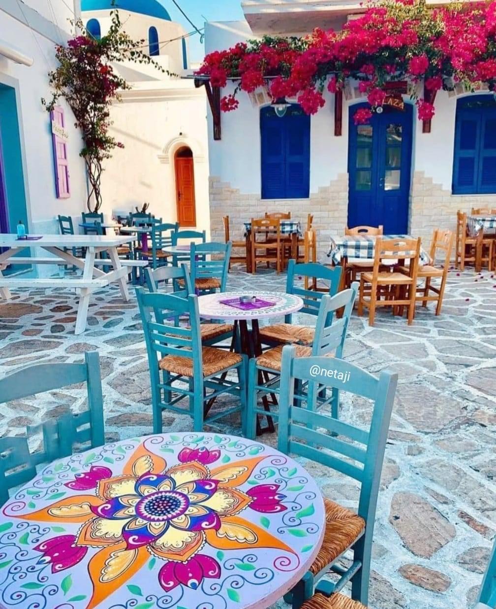 Greek Island Taverna Courtyard