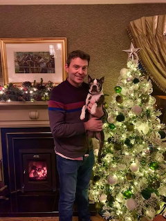 Man with Dog Christmas Tree