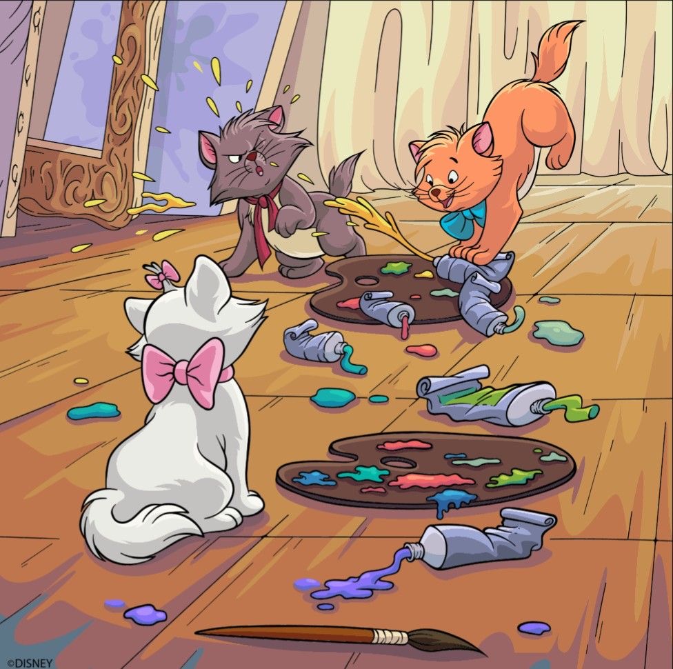 Cats Painting on Floor