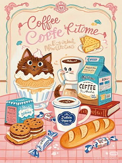 Coffee Time Cat Illustration