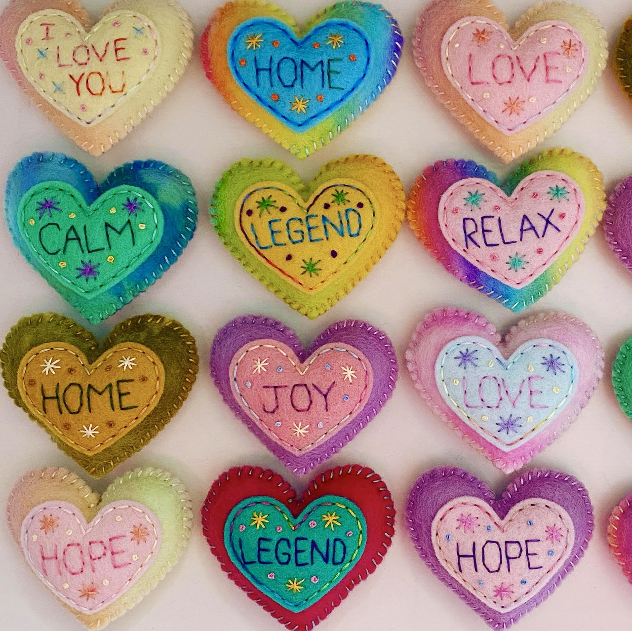 Felt Hearts with Words