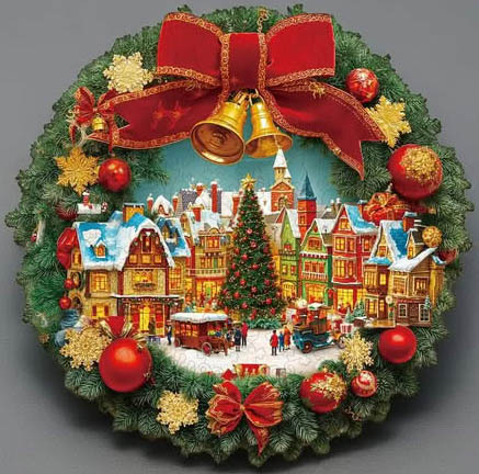 Christmas Village Wreath