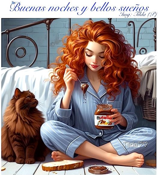 Woman with Cat and Nutella