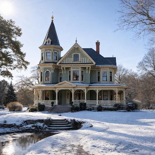 Victorian House in Winter