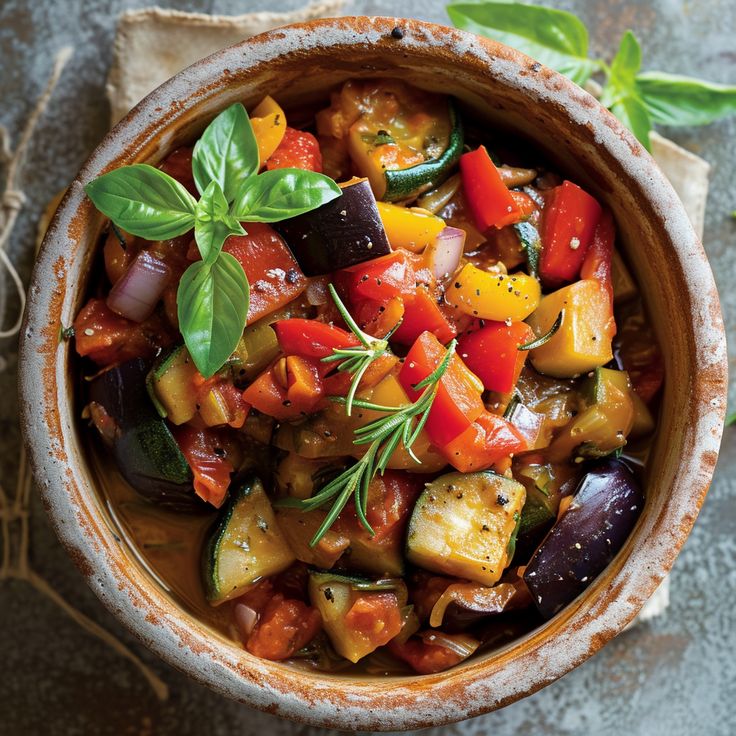Ratatouille in Rustic Bowl