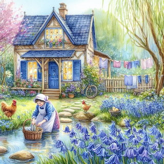 Cottage Garden Spring Scene