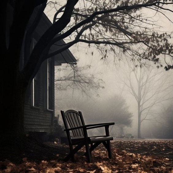 Foggy Autumn Cottage Scene