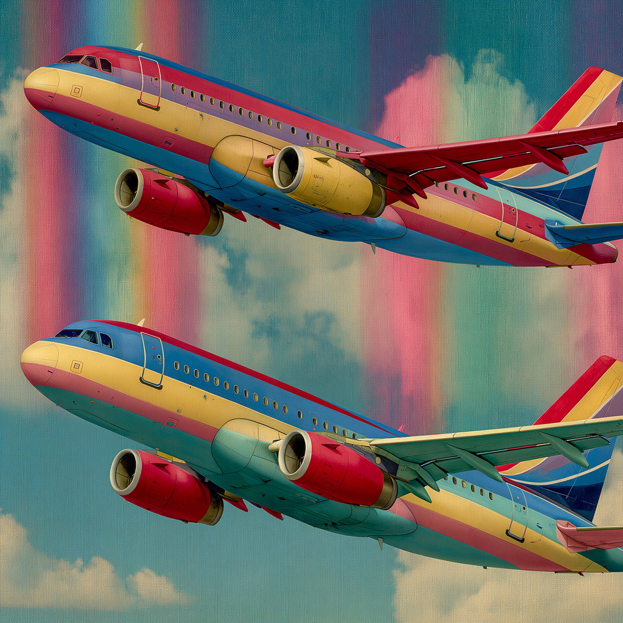 Colorful Passenger Planes