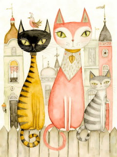 Whimsical Watercolor Cats