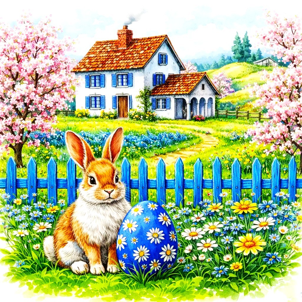 Spring Bunny with Easter Egg