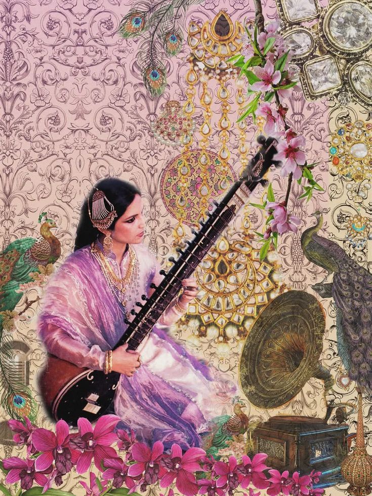 Indian Woman Playing Sitar