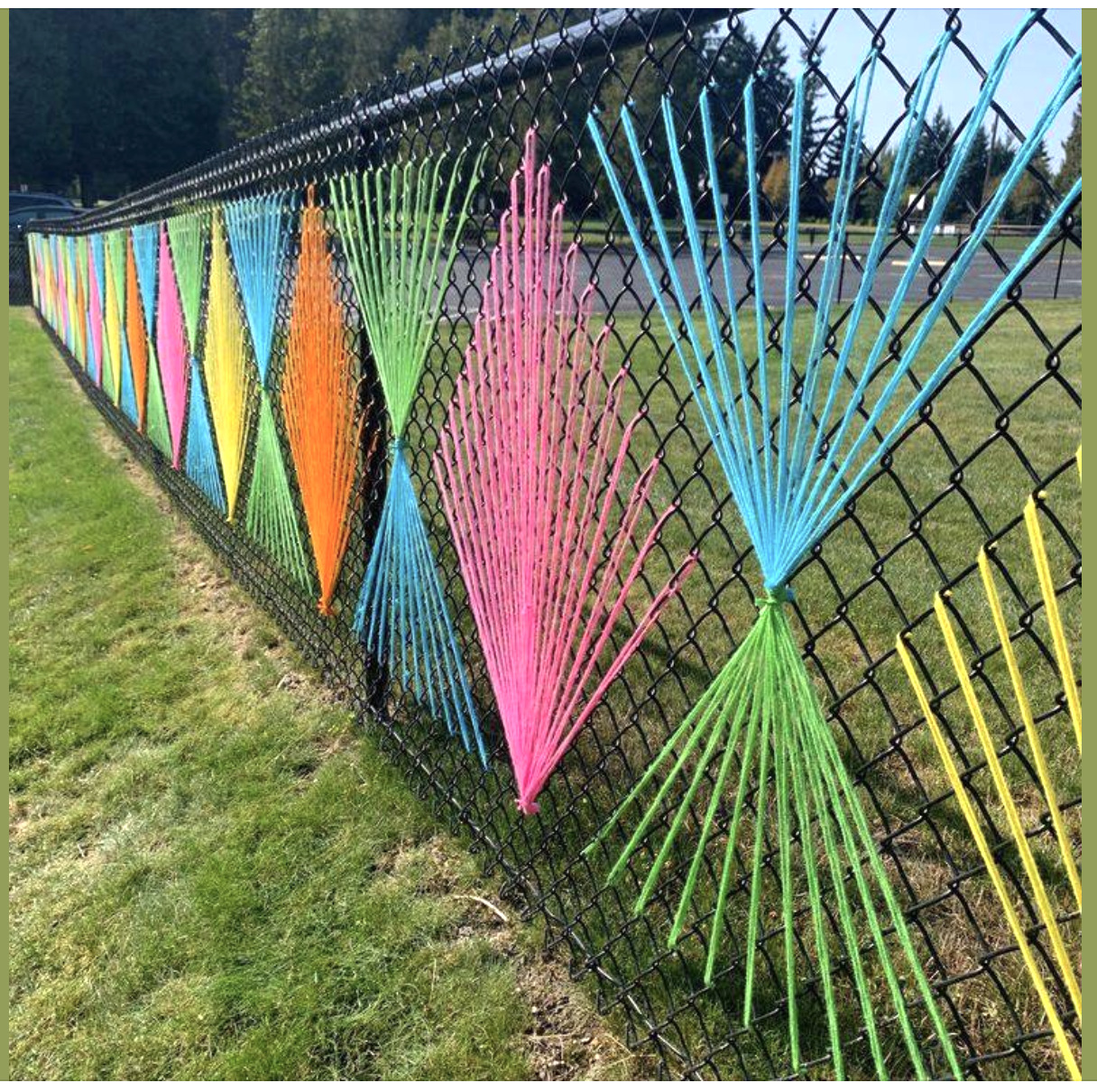 Colorful Yarn Chain Link Fence