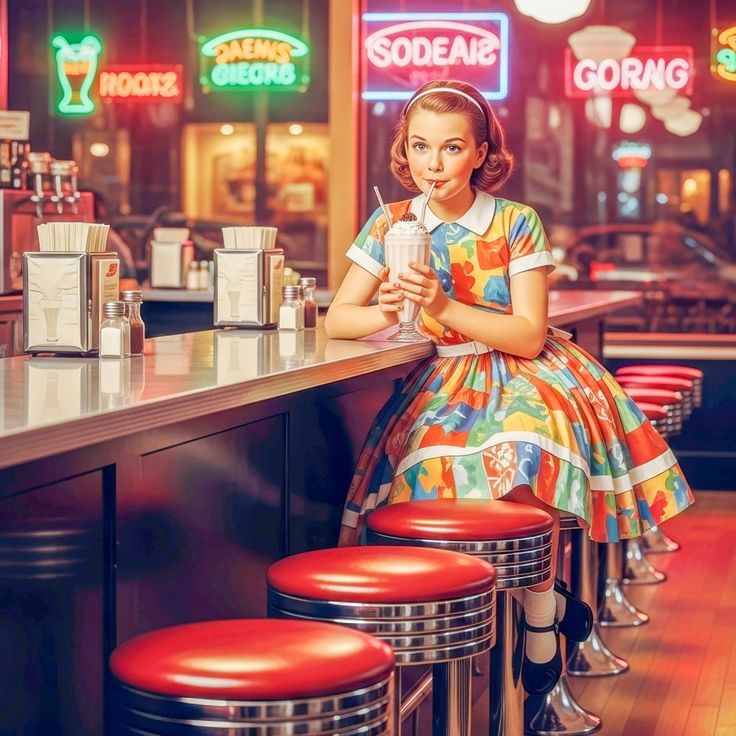 Girl in Retro Diner