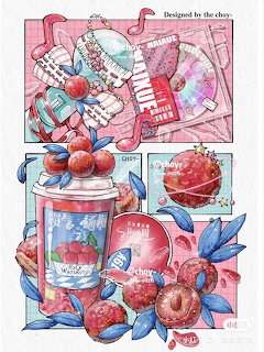 Pink Lychee Drinks Illustration