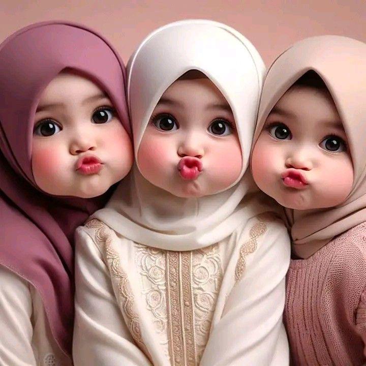 Three Cartoon Girls in Hijabs