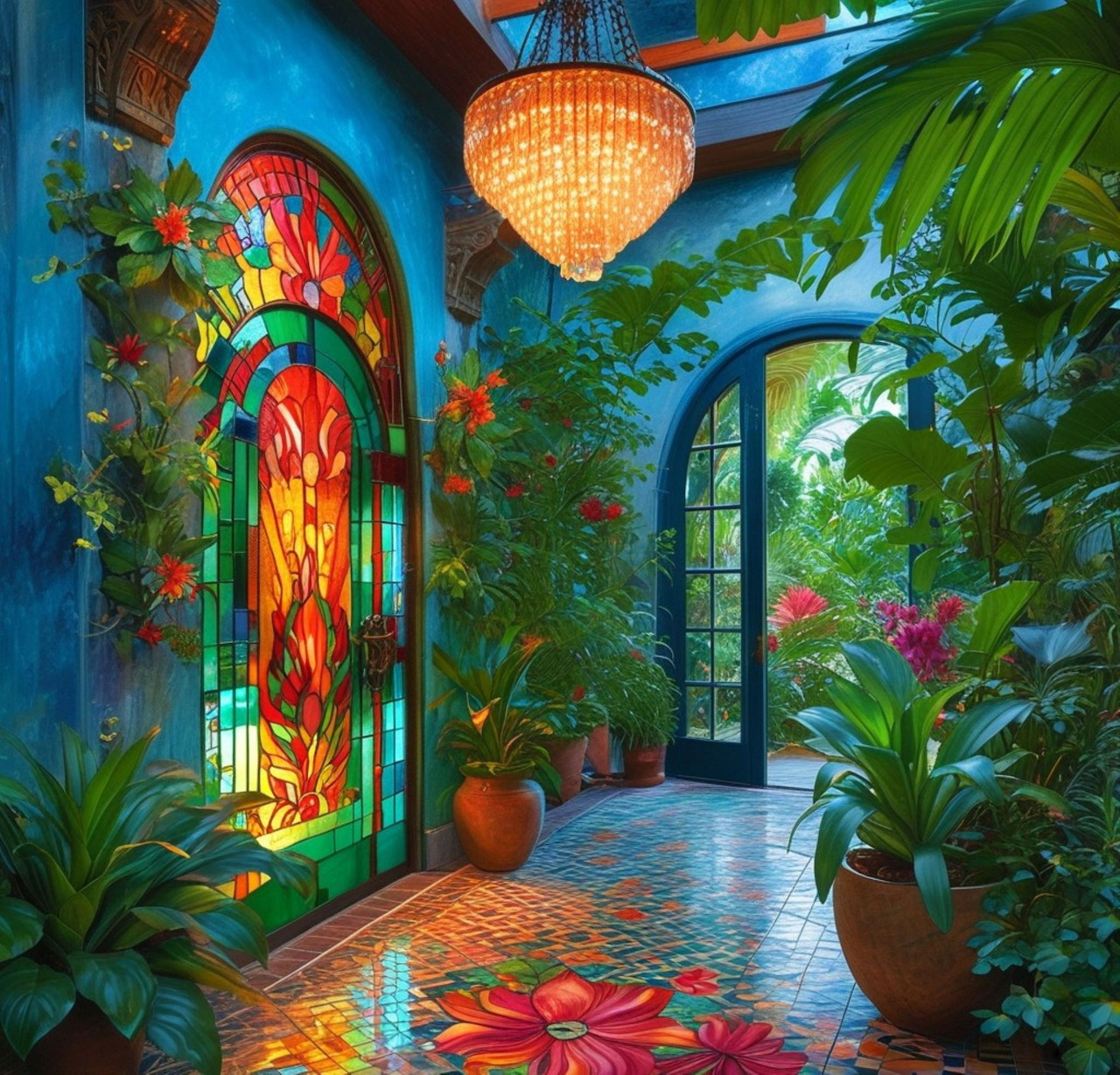 Garden Entryway with Stained Glass