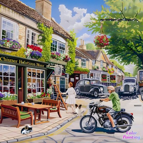 Vintage English Village Street