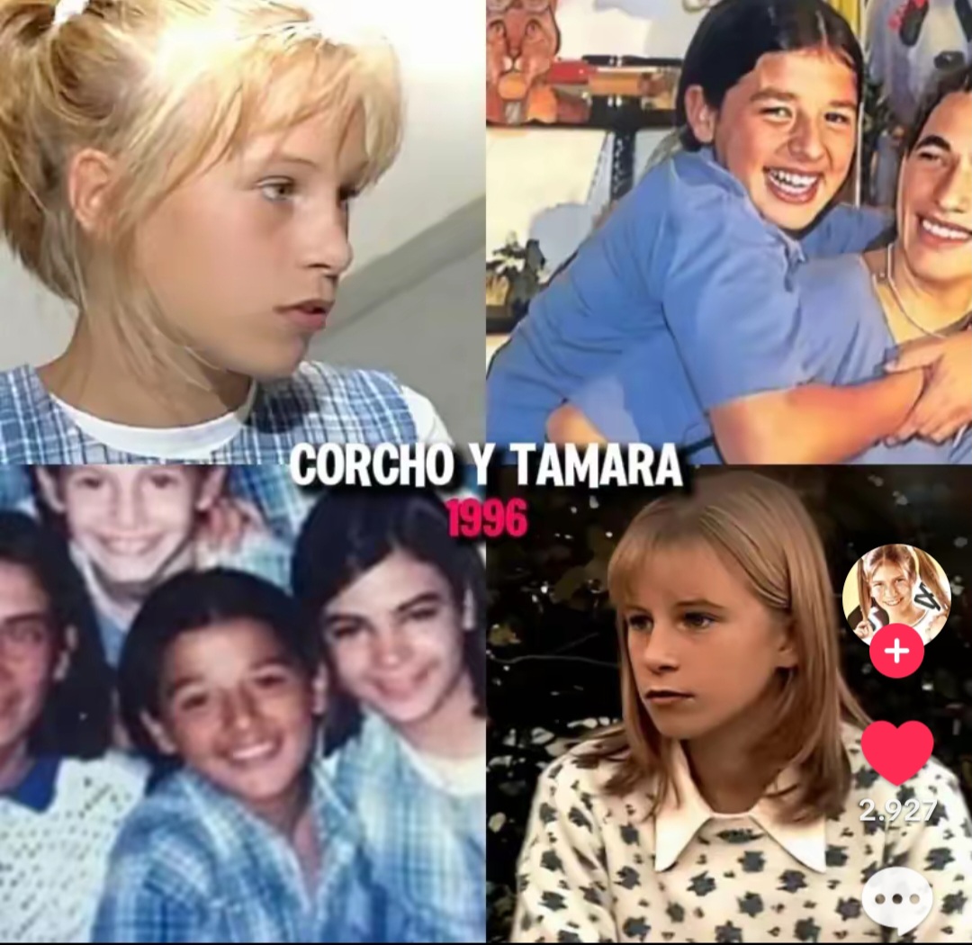Collage of four photos of children and teens with Corcho y Tamara 1996 text