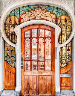 Art Nouveau Stained Glass Door