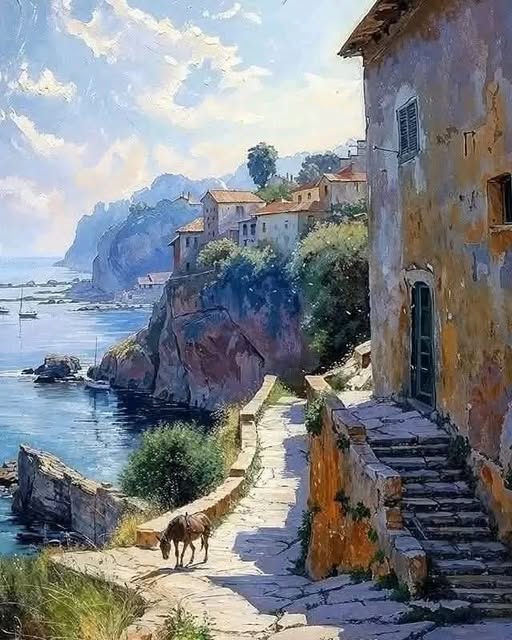 Mediterranean Coastal Village Path