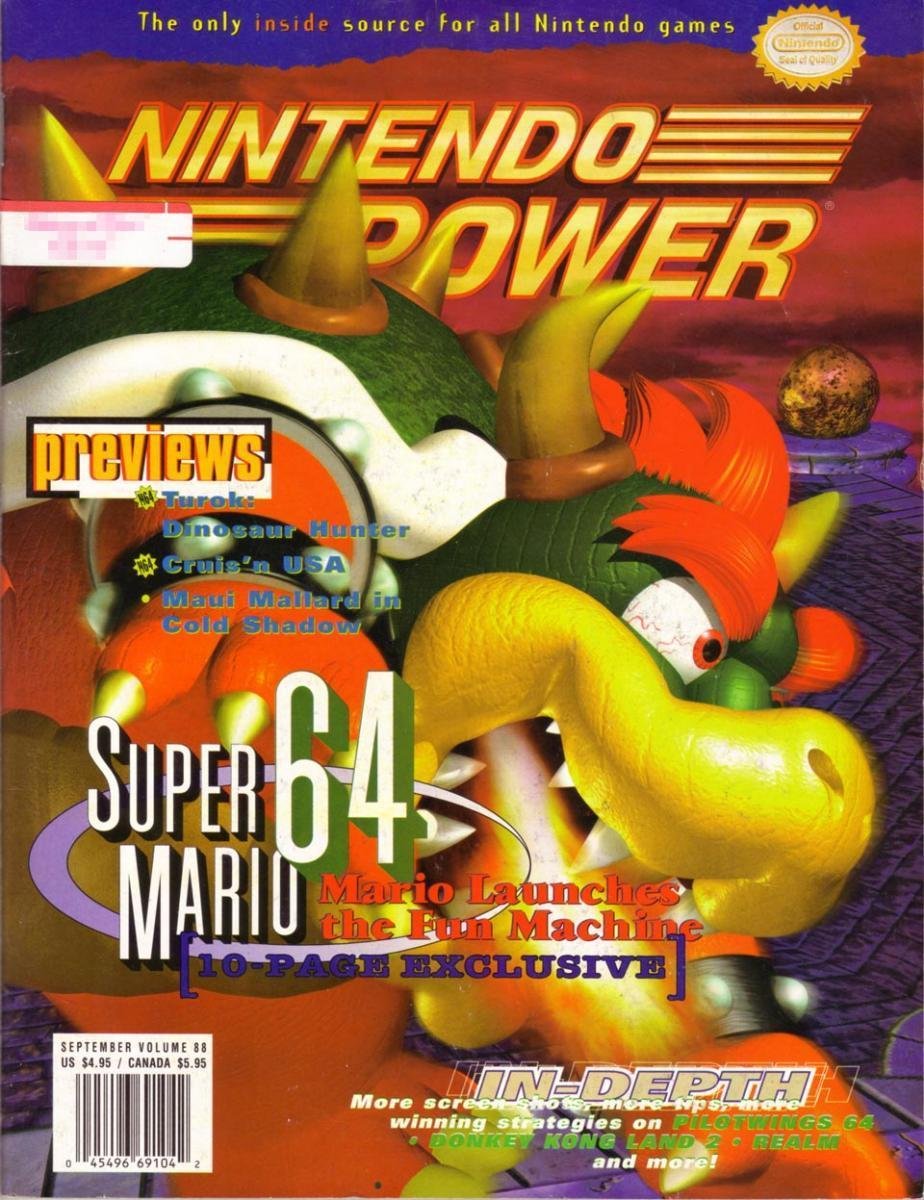Nintendo Power magazine cover Issue 88 featuring Bowser and Super Mario 64