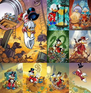 Collage of Disney DuckTales characters featuring Scrooge McDuck in different adventure scenes