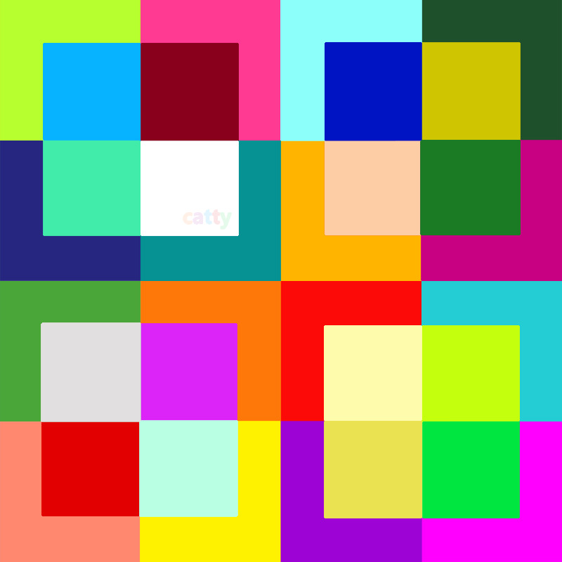 Abstract grid of multicolored squares in bright vibrant colors arranged in a geometric pattern