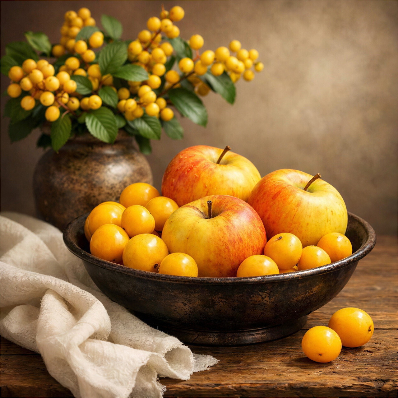 Still Life with Apples and Yellow Berries