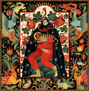 Folk Art Woman with Floral Border