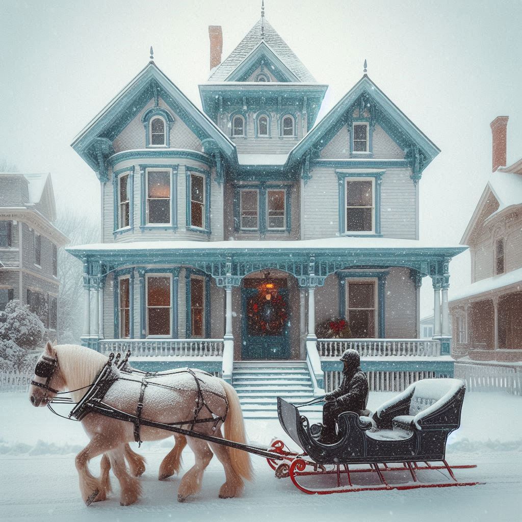 Horse-Drawn Sleigh Winter Scene
