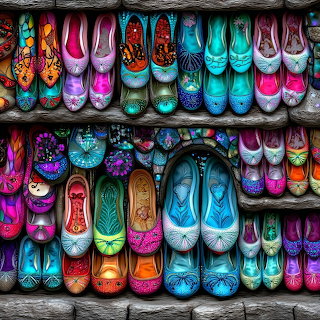 Colorful Decorated Shoes Display