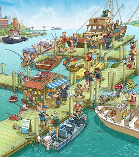 Busy Harbor Village Scene