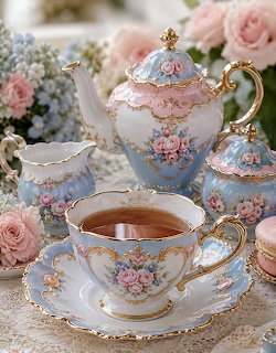 Delicate Gold Trimmed Teaset
